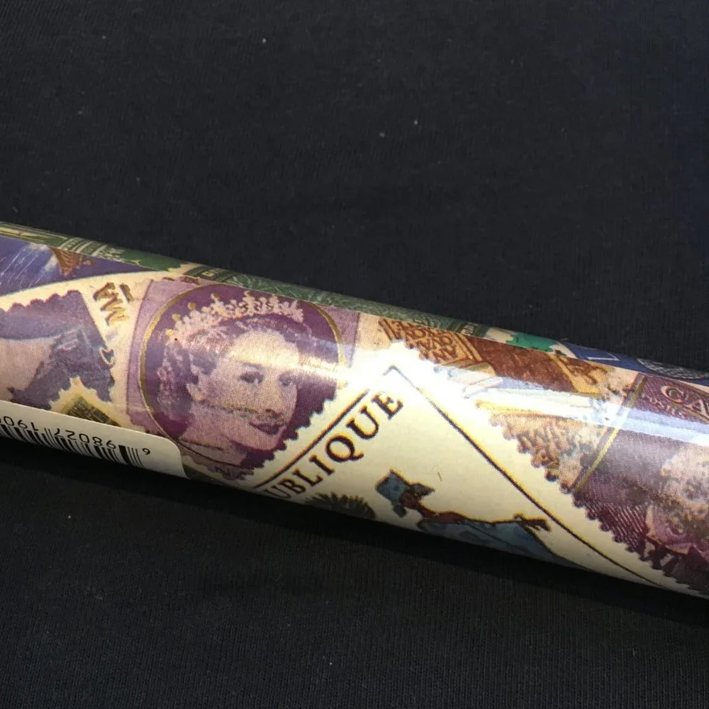 Postage Stamps Wrapping Paper Concepts Design Deluxe Gift Wrap Foreign Stamps